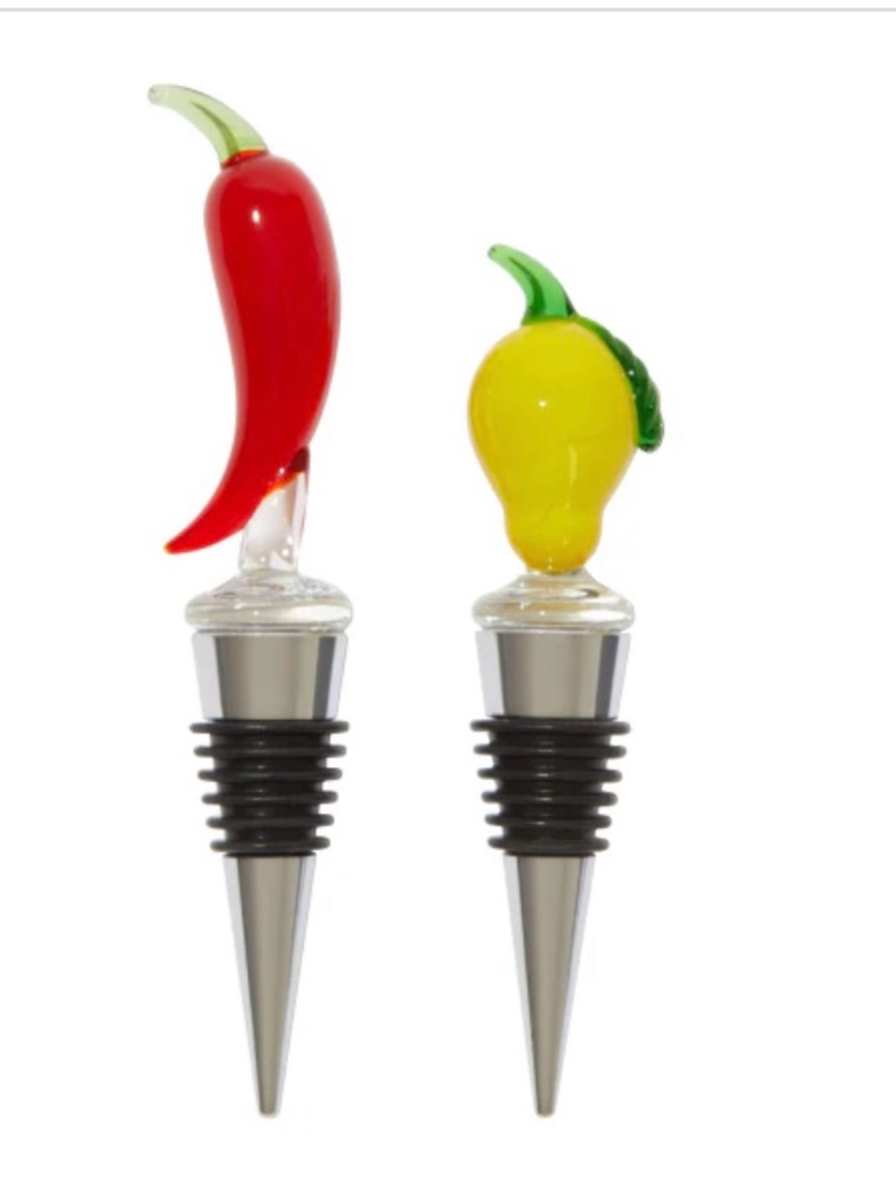 Sandralexandra New Bottle Stoppers - Set of 2 Chili and Lemon